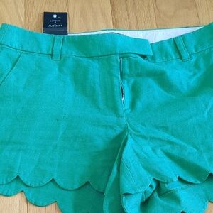 J. Crew High Waist Green Scalloped Shorts